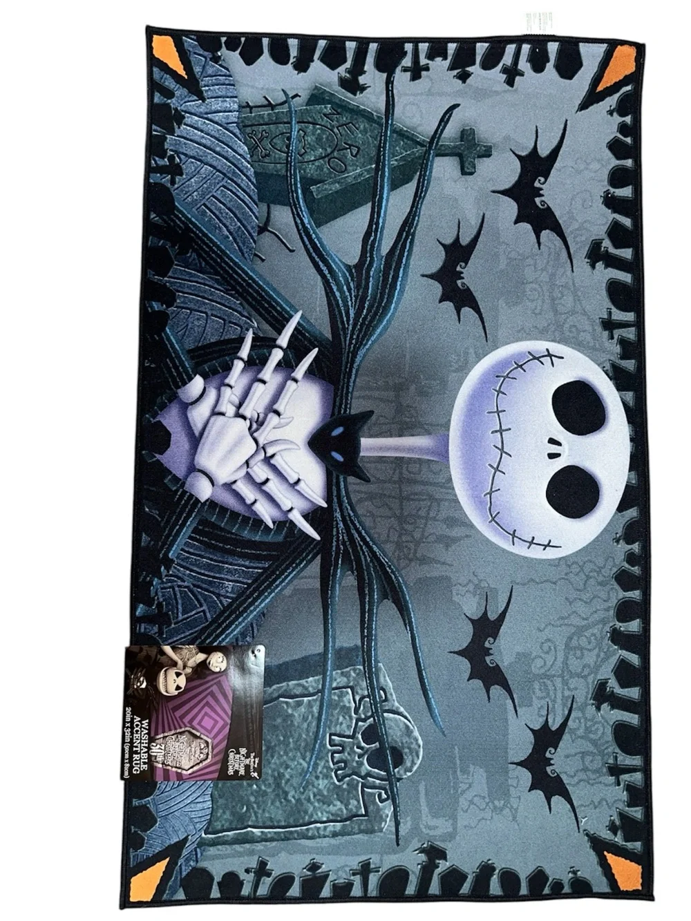 Disney The Nightmare Before Christmas Jack Skellington Gray & Black Accent rug